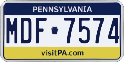 PA license plate MDF7574