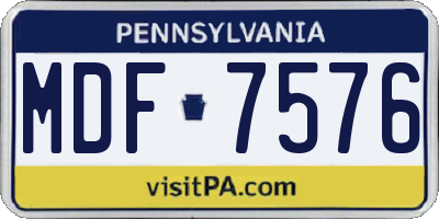 PA license plate MDF7576