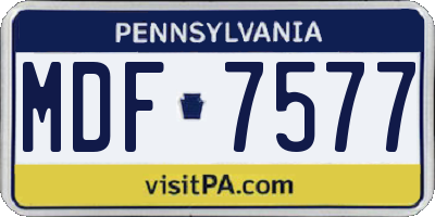 PA license plate MDF7577