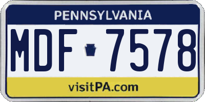 PA license plate MDF7578