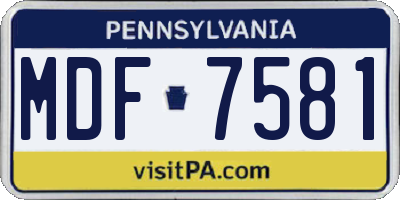 PA license plate MDF7581