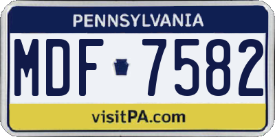 PA license plate MDF7582
