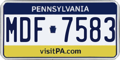 PA license plate MDF7583
