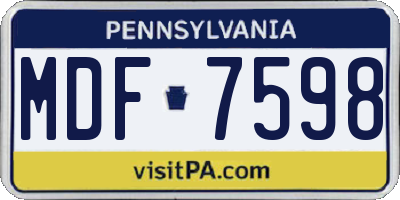 PA license plate MDF7598