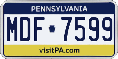 PA license plate MDF7599