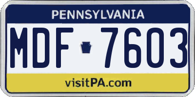 PA license plate MDF7603