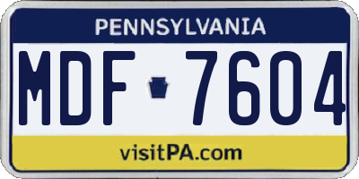 PA license plate MDF7604
