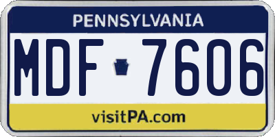 PA license plate MDF7606