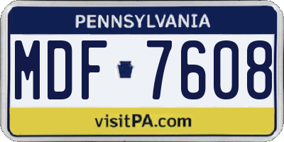 PA license plate MDF7608