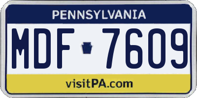 PA license plate MDF7609