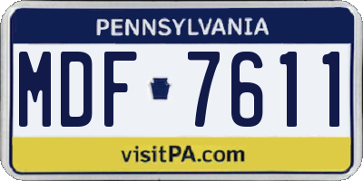 PA license plate MDF7611