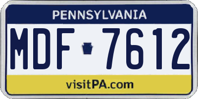 PA license plate MDF7612