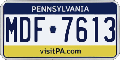 PA license plate MDF7613