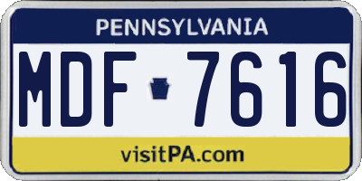 PA license plate MDF7616