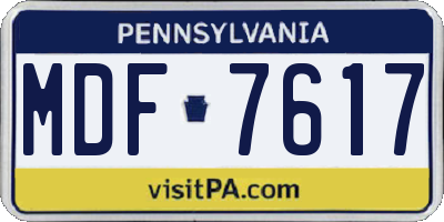 PA license plate MDF7617