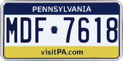 PA license plate MDF7618
