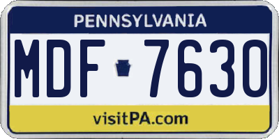 PA license plate MDF7630