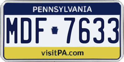 PA license plate MDF7633