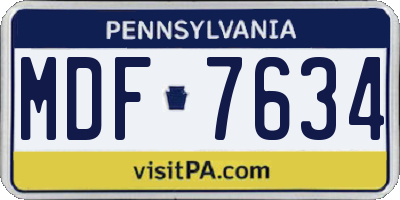 PA license plate MDF7634
