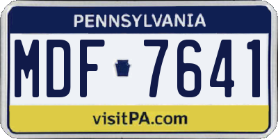 PA license plate MDF7641
