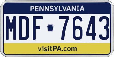 PA license plate MDF7643