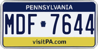 PA license plate MDF7644