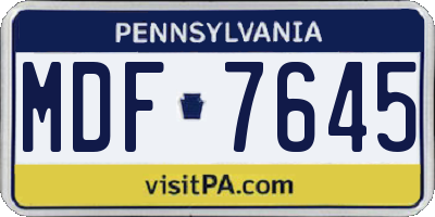 PA license plate MDF7645