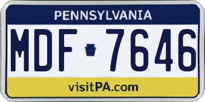 PA license plate MDF7646