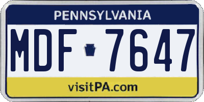 PA license plate MDF7647