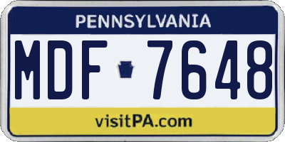 PA license plate MDF7648