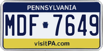 PA license plate MDF7649