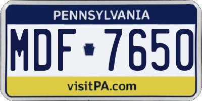 PA license plate MDF7650