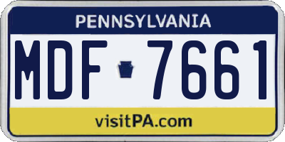 PA license plate MDF7661