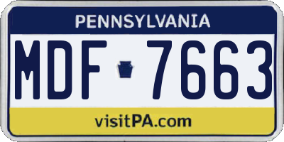 PA license plate MDF7663