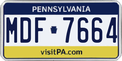 PA license plate MDF7664