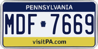 PA license plate MDF7669