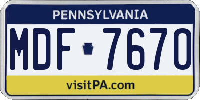 PA license plate MDF7670