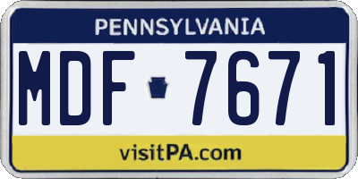 PA license plate MDF7671