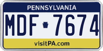 PA license plate MDF7674