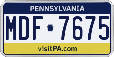 PA license plate MDF7675