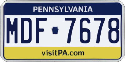 PA license plate MDF7678