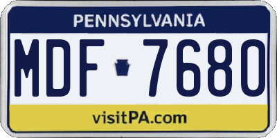 PA license plate MDF7680
