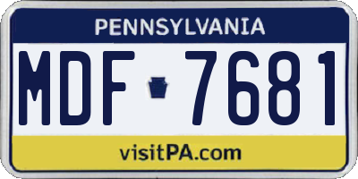 PA license plate MDF7681