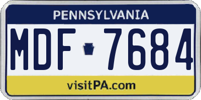 PA license plate MDF7684