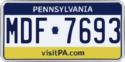 PA license plate MDF7693