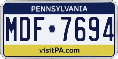 PA license plate MDF7694