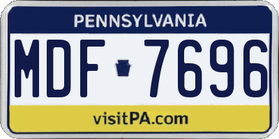 PA license plate MDF7696