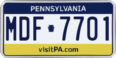 PA license plate MDF7701