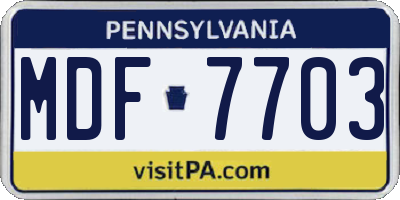 PA license plate MDF7703