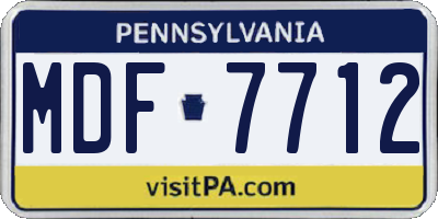 PA license plate MDF7712